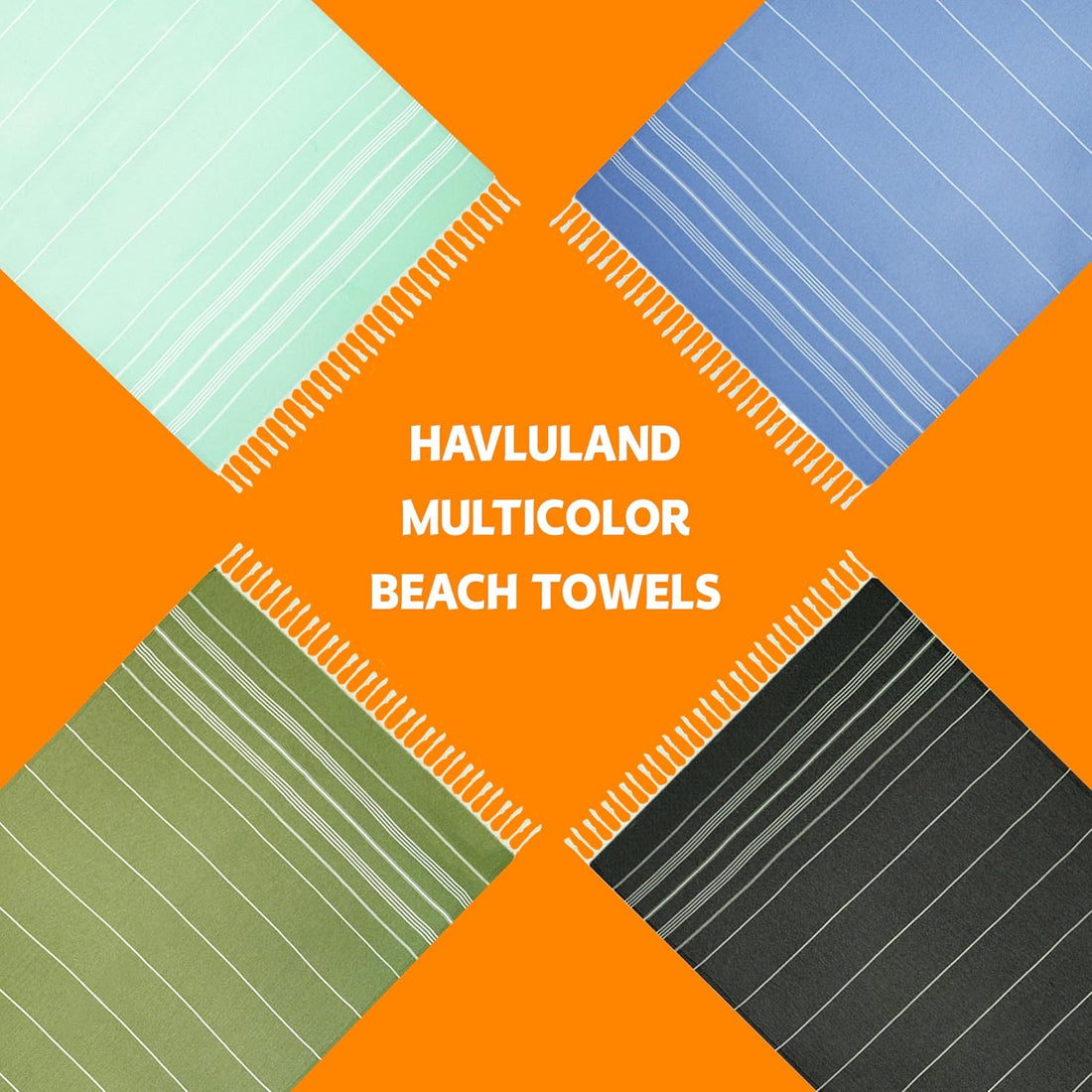 HAVLULAND Turkish Beach Towel, Oversized 40" x 72", 100% Cotton