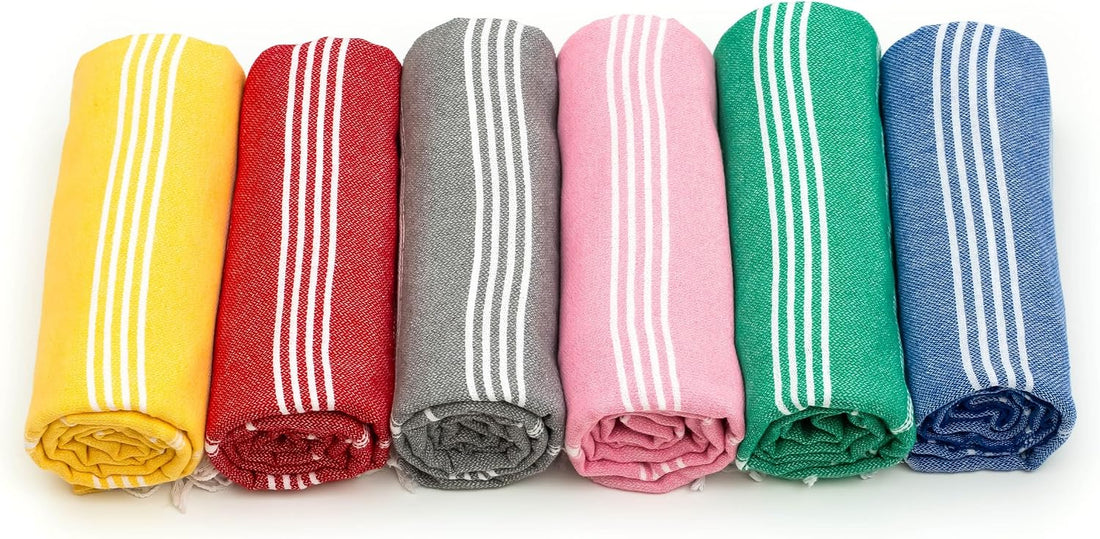 HAVLULAND Turkish Beach Towel Set of 6 Oversized 72x40 100% Turkish Cotton