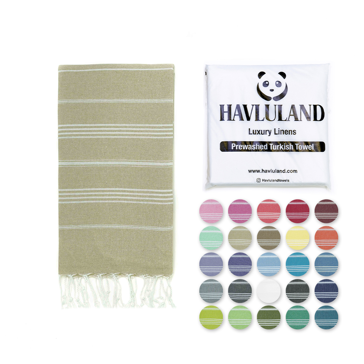 HAVLULAND Set of 6 Turkish Bath Towels 100% Turkish Cotton Beach